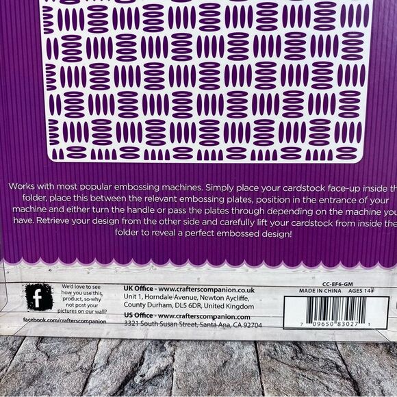 Crafters Companion NWT 6" x 6" Embossing Folder Gun Metal Design 1 Piece - Picture 3 of 5